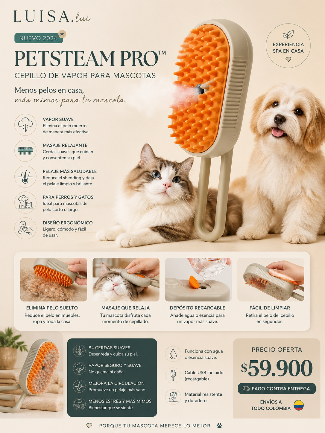 Cepillo Spa para Mascotas